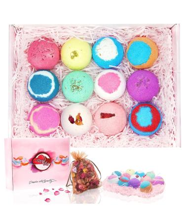Rosy Lux Bath Bombs: 12 Scents with Dried Rose Petals - Essential Oil Spa Bath for Skin Moisturization & Relaxation - Perfect Gift for Women - Buy Online on GoSupps.com