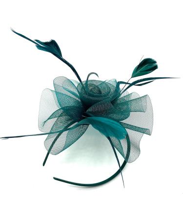 Ladies Feather Aliceband/Headband Fascinator for Weddings Races Royal Ascot Hair Piece (Green) - Buy Online on GoSupps.com