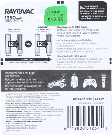 Rayovac Rechargeable NiMH AA Batteries - LD715-40P - High-Performance Recharge Standard Battery - International Shipping Available - Buy Online on GoSupps.com