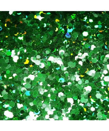 Hemoer Dark Green Holographic Chunky Glitter 100g | Craft Glitter for Resin Nails Body Art & Festivals - Buy Online on GoSupps.com
