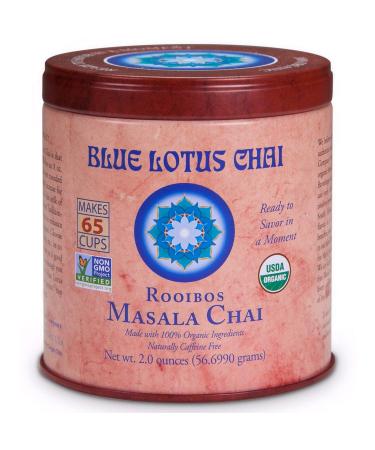 Blue Lotus Chai - Rooibos Flavor Masala Chai - Makes 65 Cups - 2 Ounce Masala Spiced Chai Powder with Organic Spices - Instant Indian Tea No Steeping - No Gluten 2 Ounce (Pack of 1)