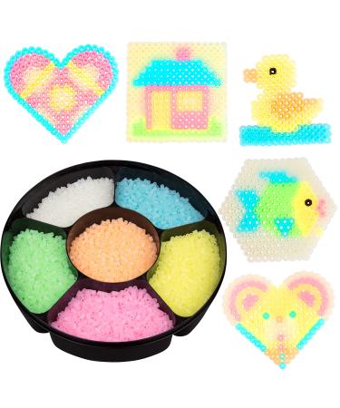 9 000 Glow in The Dark Fuse Beads Set (6 Unique Colors) in Case and Separated - Works with Perler Beads Pixel Art Project