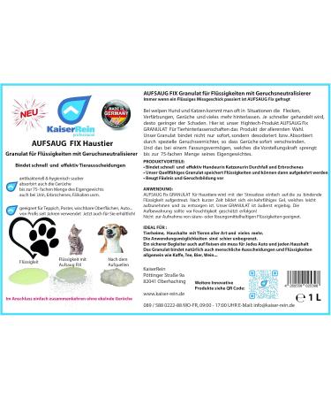 Kaiserrein Aufaug Fix Granules 1L - Odor Neutralizer for Dog & Cat Urine Diarrhea Vomit | Effective Liquid Care for Pet Odors - Buy Online on GoSupps.com