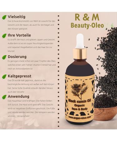 R&M Beauty Olo Black Cumin Oil - Premium Organic Cold-Pressed Oil for Face & Body | 100ml - Achieve Beautiful Skin - Buy Online on GoSupps.com