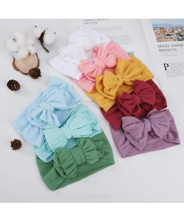 8-Piece Baby Headband Set with Bow | Newborn Elastic Nylon Hairbands & Toddler Girls' Turban Accessories - Buy Online on GoSupps.com