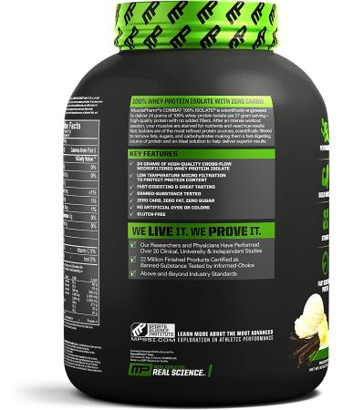 Muscle Pharm Combat 100% Isolate Protein - Vanilla Ice Cream - 5 lbs | Top Quality Supplement - Buy Online on GoSupps.com