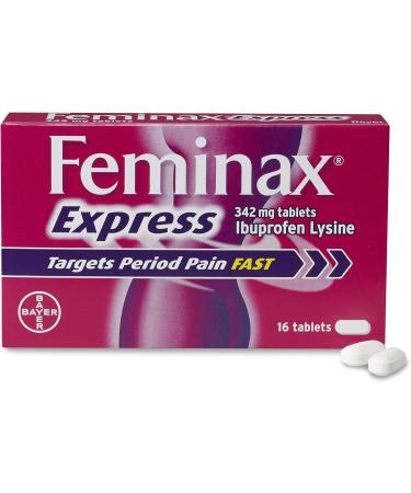 Feminax Express 342mg x 16 Tablets - Fast Relief with Ibuprofen and Lysine - Buy Online on GoSupps.com