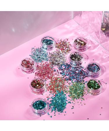 Mystic Bio Biodegradable Eco Chunky Glitter Set by Moon Glitter - 0.10oz - 100% Cosmetic Glitter for Face, Body, Nails, Hair & Lips (Set of 8) - Buy Online on GoSupps.com