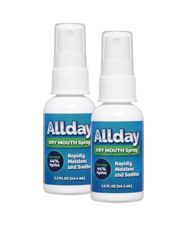 Allday Dry Mouth Spray - Maximum Strength Xylitol, Fast Acting, Non-Acidic (Pack of 2) 1.5 Fl Oz (Pack of 2)