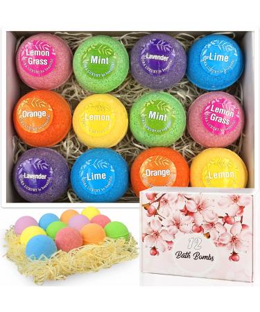 Bath bombs -12 bubble baths with pure natural essential oils gift idea shea & cocoa butter natural ingredients