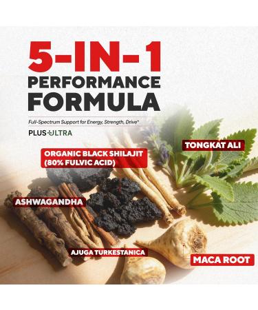 Black SHILAJIT+ for Men 1250mg Ultra Strength Formula with Ashwagandha Tongkat Ali & Turkesterone 80% Fulvic Acid Boosts Energy Vitality Testosterone & Stamina 60 Vegan Capsules - Buy Online on GoSupps.com