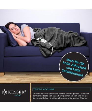 Kesser Heating Ceiling 180x130cm Gray | T V S d GS Checked | Electric Thermal Blanket with Timer & 9 Temperature Levels | Washable Up to 40 C | Digital Display | Cuddly Ceiling for Ultimate Comfort - Buy Online on GoSupps.com