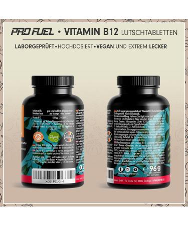 Buy Vegan Vitamin B12 Sucking Tablets - 480 Cherry Tablets 500 g Methylcobalamin Adenosylcobalamin Hydroxocobalamin Sugar-Free & Delicious Taste - Optimal Dosage for Energy & Health - Buy Online on GoSupps.com