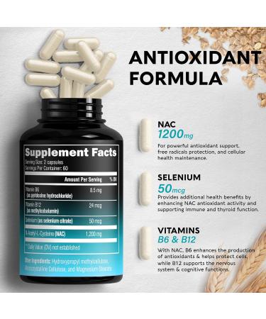 Citrus Bergamot & NAC Capsules - Heart Health Support - 1400mg 30:1 Extract - Antioxidant Immune & Thyroid Support - Selenium, B6 & B12 - Men & Women - 40% Polyphenols - Buy Online on GoSupps.com