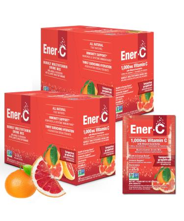 Ener-C Tangerine & Grapefruit Multivitamin Drink Mix, 1000mg Vitamin C, Non-GMO, Vegan, Real Fruit Juice Powders, Natural Immunity Support, Electrolytes, Gluten Free, 2-Packs of 30 (60 Count)
