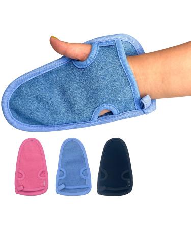 Bvanzo Exfoliating Glove for Dead Skin and Fake Tan Remover - Exfoliating Mitt for Shower Exfoliating Gloves to Refresh your Skin and Body - Exfoliator for Skin Cleansing (Blue)
