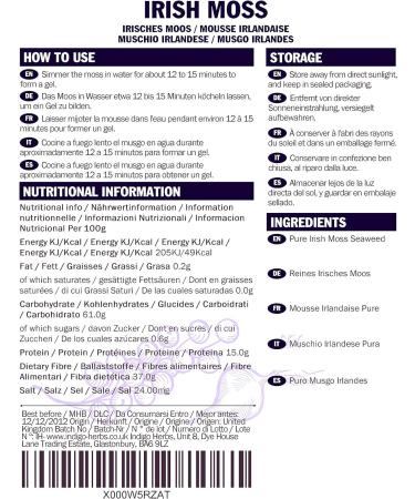 Indigo Herbs Irish Moss 100g - Raw, Pure, Wild Harvested Sea Moss | Non-GMO - Buy Online on GoSupps.com