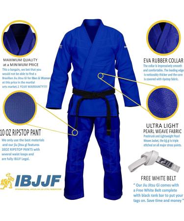 Hawk Sports Brazilian Jiu Jitsu Gi for Men and Women with Jacket  Pants  and White Belt for Martial Arts Training A3 Blue - Buy Online on GoSupps.com