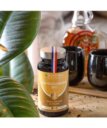 ASHWAGANDHA Organic - Patented Extract Standardized to 5% Withanolides - Physical & Mental Wellness Tone & Concentration - 600 mg - 90 Vegan Capsules - Nutrimea - Made in France - Buy Online on GoSupps.com