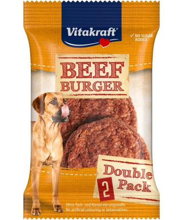 Vita power beef burger dog snack hearty meaty snack bar in a double pack ideal for taking away without adding sugar (1x 2 pieces)