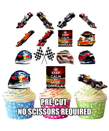 Formula 1 Party Pack edible stand-up cup cake toppers (36 pieces)