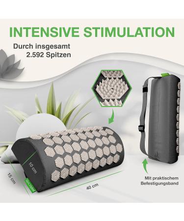 Backlaxx Acupressure Neck Pillow - Relieve Tension Headaches & Migraines - Gray Acupressure Roller for Neck Back & Foot Pain Relief - Buy Online on GoSupps.com