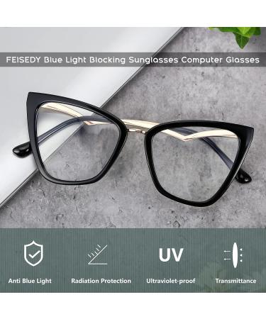 FEISEDY Blue Light Blocking Glasses - Stylish Cateye Computer Glasses for Women & Men | Black Frame B2914 53mm - Buy Online on GoSupps.com