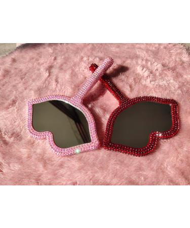 Sparkling Lip-Shaped Handheld Mirror Diamond Painting - Glitter Rhinestones Mirror - Bling Gift for Girlfriends, Wife, Mom - Pink DIY - Buy Online on GoSupps.com