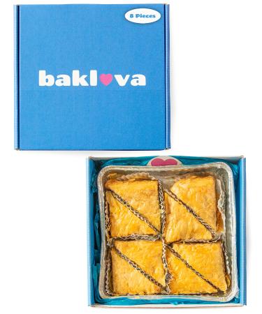 Bakluva 8-Piece Baklava Pastry Dessert Gift Box - (8) Large 2.3 oz (66 gram) Pieces - Perfect for Gifts, Parties, and More 2.3 Ounce (Pack of 8)