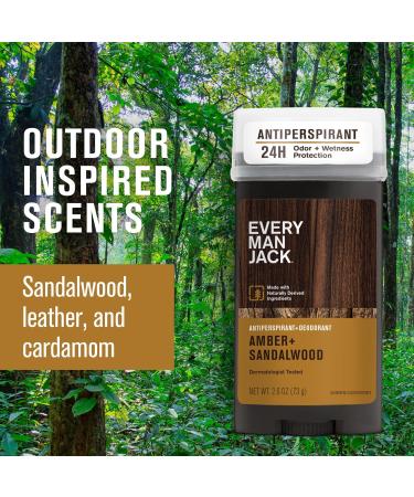 Every Man Jack Men s Amber + Sandalwood Antiperspirant Deodorant for Men - 24-Hour Odor Protection - 2.6 oz (2 Pack) - Buy Online on GoSupps.com