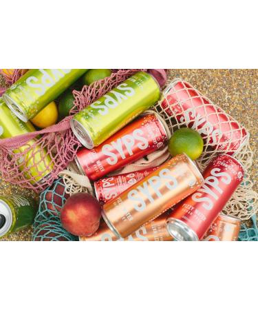SYPS Peach Fizzy Water 0 Calories Sugar-Free Flavoured Sparkling Water 12 x 330ml Cans - Buy Online on GoSupps.com