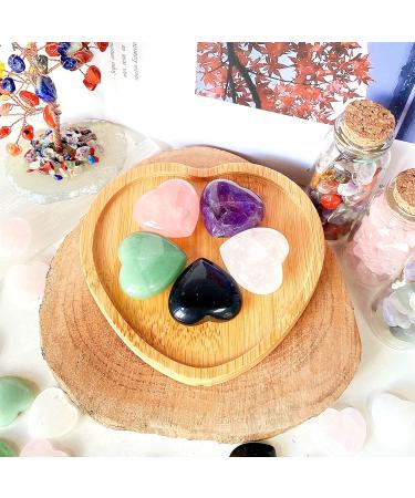 Xianvxi 1.2 Heart Stones Set - Amethyst Rose Quartz Obsidian Clear Quartz Green Aventurine - 5PC Healing Crystals Gemstones for Wellness - Buy Online on GoSupps.com