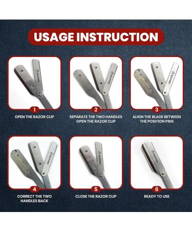 Asipro Men's Straight Razor Set with 10 Changeable Blades - Ideal Barber Knife for Perfect Beard Grooming - Silver 1 Pack - Buy Online on GoSupps.com