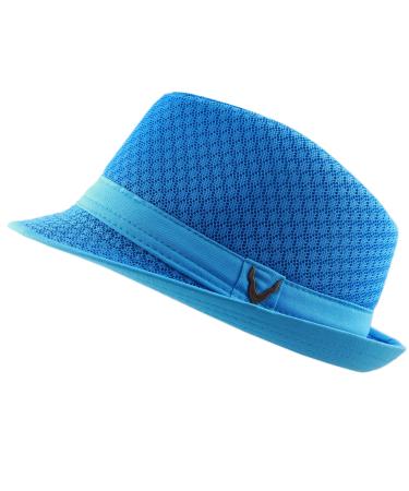 The Hat Depot Light Weight Classic Soft Cool Mesh Crushable Fedora hat Large-X-Large Turquoise