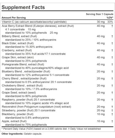 ANDREW LESSMAN Fruit Full Anti-Oxidant Extracts - 180 Easy to Swallow Capsules with Bilberry Cranberry Grape Seed & Pomegranate - Natural Fruit & Berry Blend for Optimal Health - Buy Online on GoSupps.com