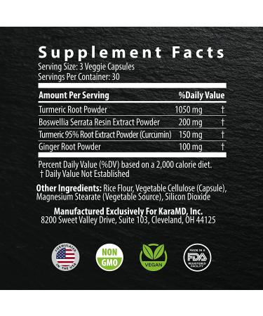 KaraMD Comfort Guard X24 - Natural Anti-Inflammatory Joint Support Supplement with Turmeric, Boswellia & Ginger - 90 Vegetable Capsules - Buy Online on GoSupps.com