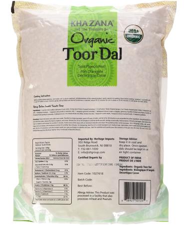 Khazana Organic Toor Dal Split Pigeon Peas - 112oz/7lbs | Buy Online - Buy Online on GoSupps.com