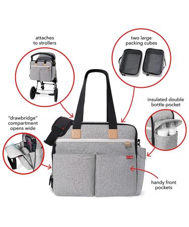 Skip Hop Diaper Bag Iconic Duo Weekender - Extra Large Capacity with Changing Pad & Stroller Attachment - Grey Melange - Buy Online on GoSupps.com