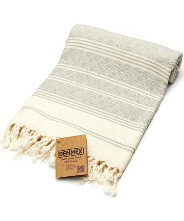 DEMMEX Certified 100% Organic Cotton XL Turkish Towel Blanket 71x36 Inches - Grey | Prewashed Diamond Weave for Bath Beach Pool Spa Gym | 14 Oz Peshtemal - Buy Online on GoSupps.com
