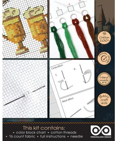 Three Broomsticks Cross Stitch Bookmark Kit DIY Hand Embroidery Set 2.36x7.70 in (6x19.5 cm) - Buy Online on GoSupps.com