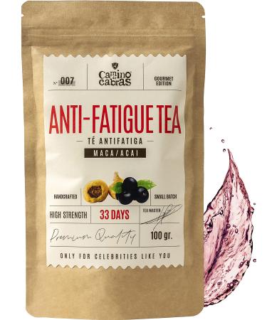 ANTI FATIGUE TEA - Helps Reduce Tiredness and Fatigue - Stress Relief - Superfood - Rooibos Maca Acai Gogi Berry Hibiscus Raspberry - Caffeine free - All Natural Herbal Tea Infusion 100g Anti Fatigue Infusion - Stress Relief