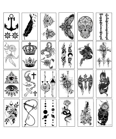 Yazhiji Temporary Tattoos - 32 Sheets of Body & Tiny Black Stickers for Men & Women - Buy Online on GoSupps.com