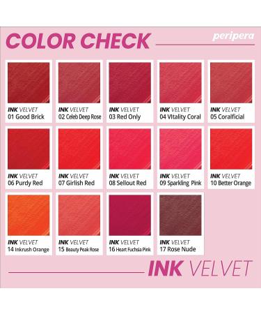 Peripera Ink the Velvet Lip Tint | High Pigment Color | Longwear & Weightless | Gluten-Free & Paraben-Free | Not Animal Tested | 015 Beauty Peak Rose - 0.14 fl oz - Buy Online on GoSupps.com