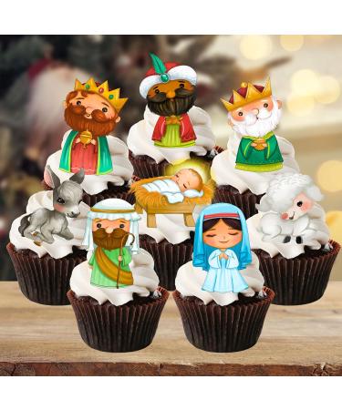 PRECUT Christmas Nativity Cupcake Toppers Edible Christmas Nativity Cake Decorations Christmas Decorations Christmas Cake Topper (12) - Buy Online on GoSupps.com