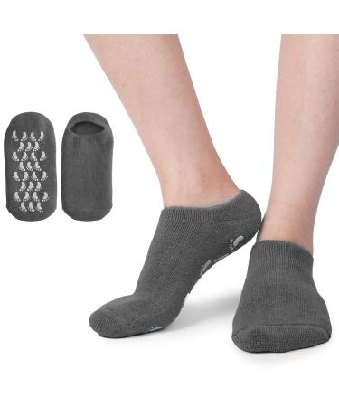 Ziz Care Gel Spa Sock Moisturizing Cotton Silicon Moisturize Soften Repair Cracked Skin Beauty Foot Care for Dry Feet Skin Treatment Silicone Socks Infused with Vitamins Essential Oils Grey Gray 1.0