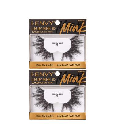 i-ENVY Luxury Mink Collection False Eyelashes 100% Real Mink Glamorous Eye Look Lashes Maximum Fluffiness 3D Multi-Curl Angle (2 Pack)
