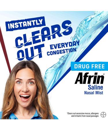 Afrin Saline Nasal Spray Twin Pack, 100% Drug Free, Saline Solution, Daily Care Nasal Spray for Everyday Congestion and Dry Nose, Easy Mist, 4.5 OZ (Pack of 2) 9 Ounce - Buy Online on GoSupps.com