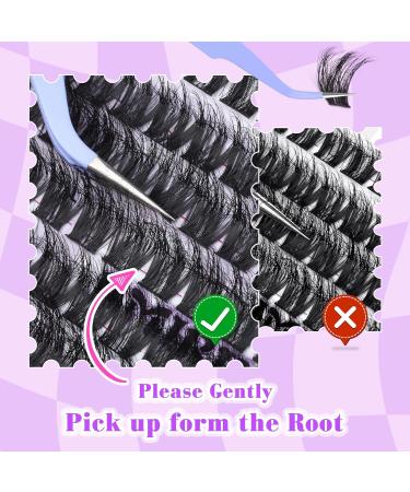 JIMIRE Individual Eyelash Extension Kit | DIY Lash Extension Kit 96Pcs | D Curl Fluffy Volume Cluster Eyelashes | Includes Bond Seal and Remover | 12-14-16-18MM | 96Pcs Fluffy Clusters - Buy Online on GoSupps.com
