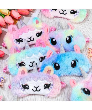 Zhanmai 8 Pcs Kids Cute Sleep Eye Masks - Soft Plush Blindfolds in Sheep & Unicorn Designs | Perfect for Home Travel & Naps - Buy Online on GoSupps.com