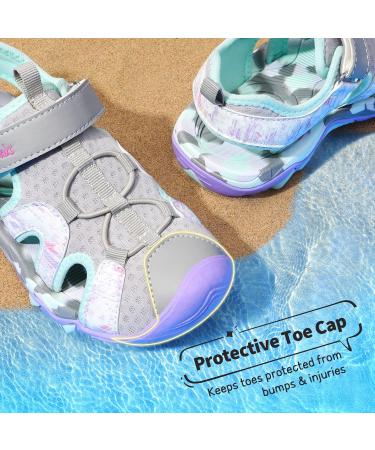 DREAM PAIRS Kids Sandals - Boys & Girls Outdoor Summer Sport Velcro Shoes - Light Grey Purple - 33 EU - Buy Online on GoSupps.com